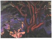 Ernst Ludwig Kirchner red tree on the beach Spain oil painting artist